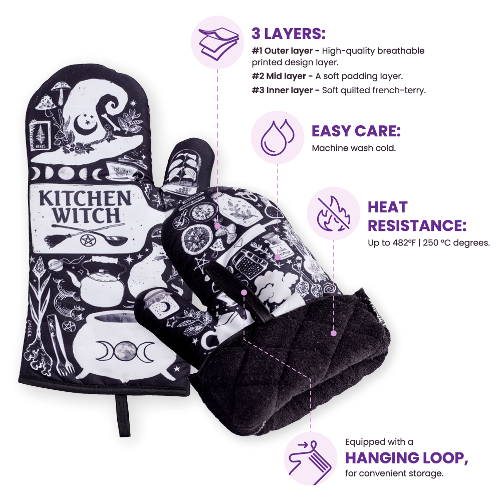 Kitchen Witch Oven Mitt Set