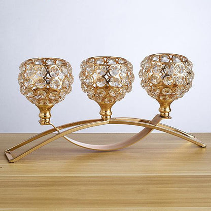 Crystal Geometric Wrought Iron Candle Holder Ornament