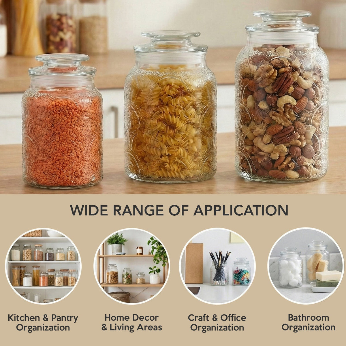 Canister Set 3-Piece Glass Jars
