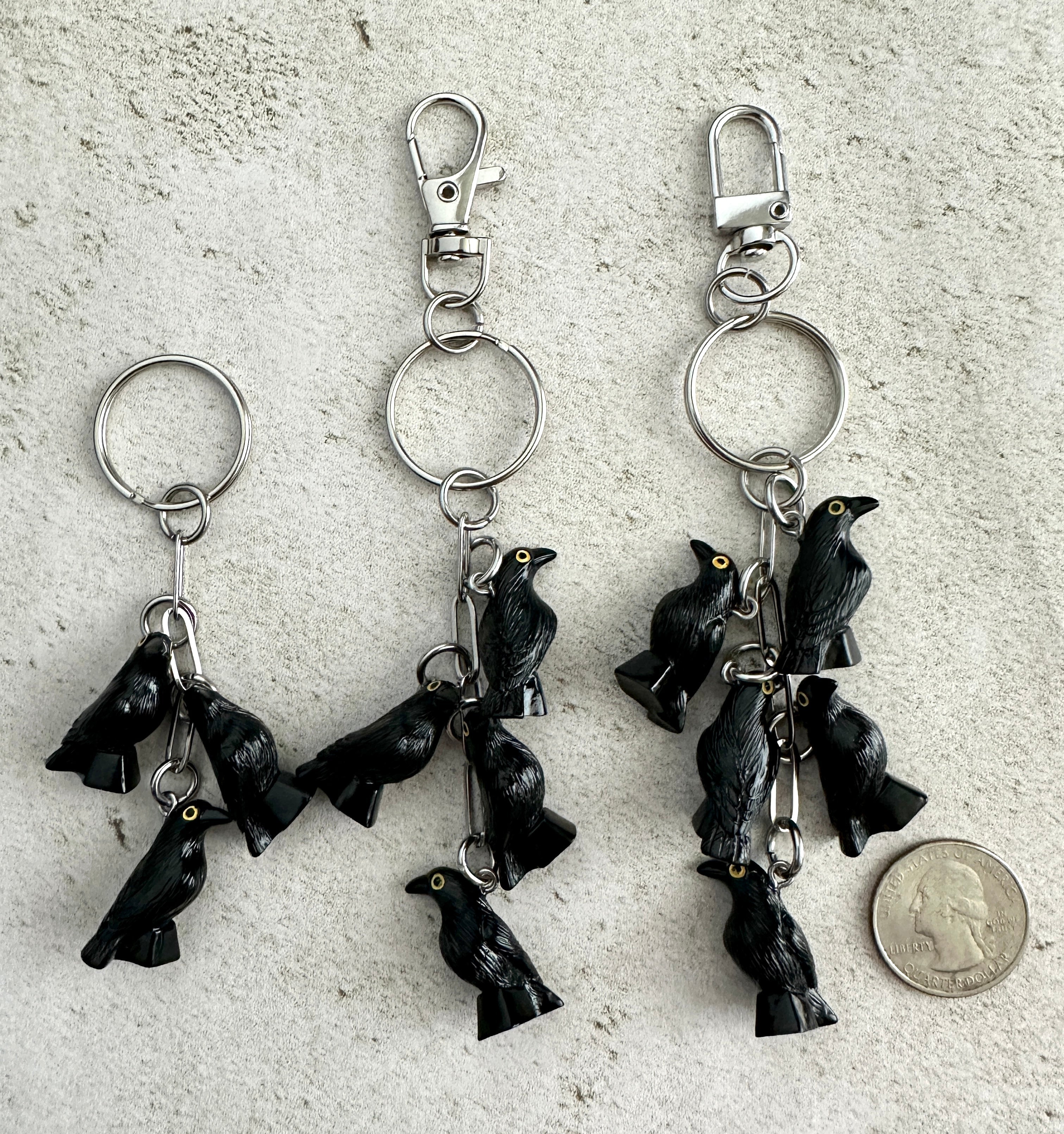 Murder of Crows Goth Witchy Horror Bag Charm Keychain