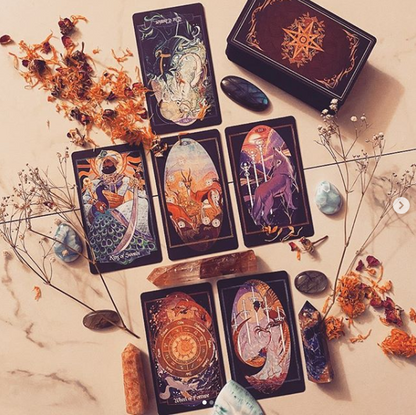 Children of Litha tarot card deck &amp; book set- BLACK EDITION