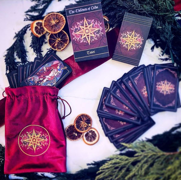 Children of Litha tarot card deck &amp; book set- BLACK EDITION