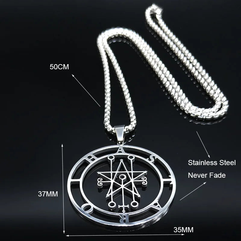 Astaroth Sigil Goetia Stainless Steel Necklace | Solomon Demon Seal Pendant Jewelry