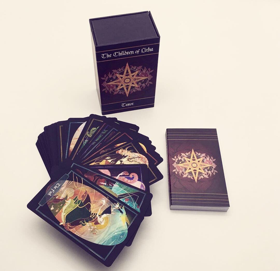 Children of Litha tarot card deck &amp; book set- BLACK EDITION