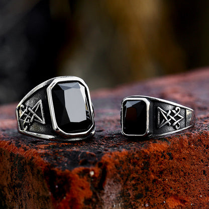 Lucifer Satan Stainless Steel Retro Titanium Rings