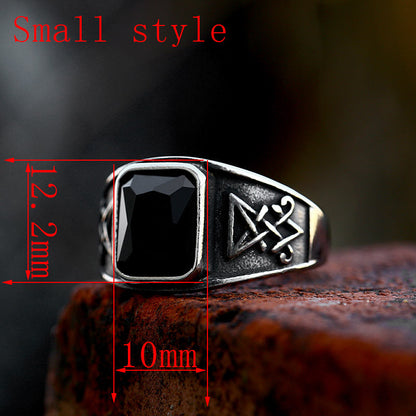 Lucifer Satan Stainless Steel Retro Titanium Rings