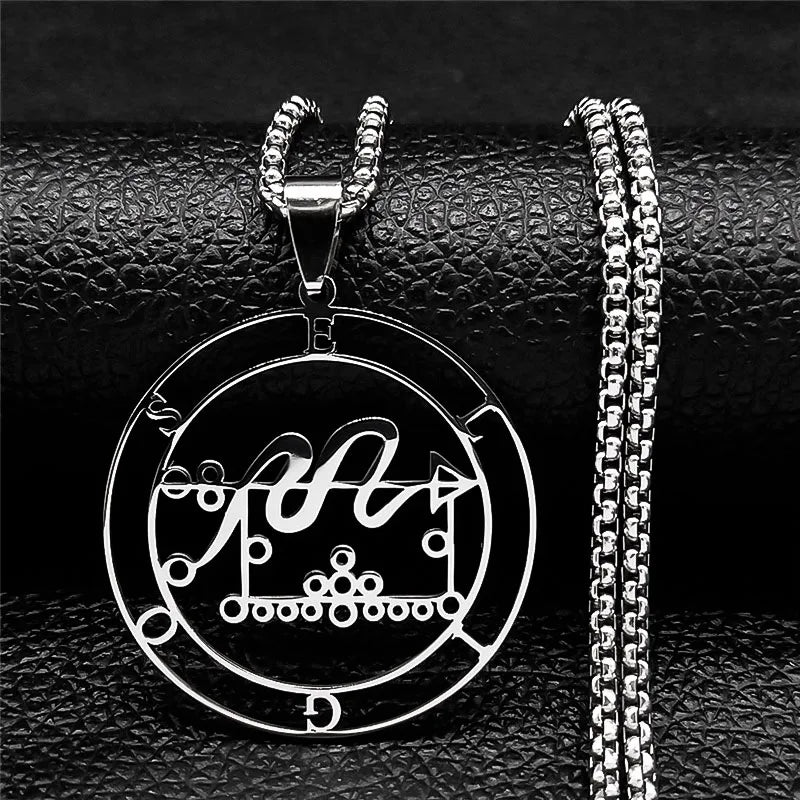 Sigeal Sigil De Lucifer Stainless Steel Satan Necklace | Asmoday Key Baphomet Pendant Jewelry