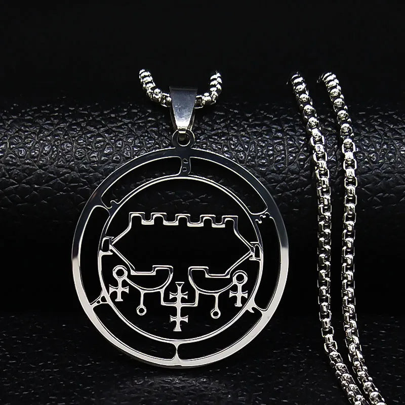 Sigeal Sigil De Lucifer Stainless Steel Satan Necklace | Asmoday Key Baphomet Pendant Jewelry