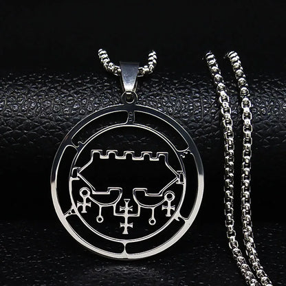 Sigeal Sigil De Lucifer Stainless Steel Satan Necklace | Asmoday Key Baphomet Pendant Jewelry
