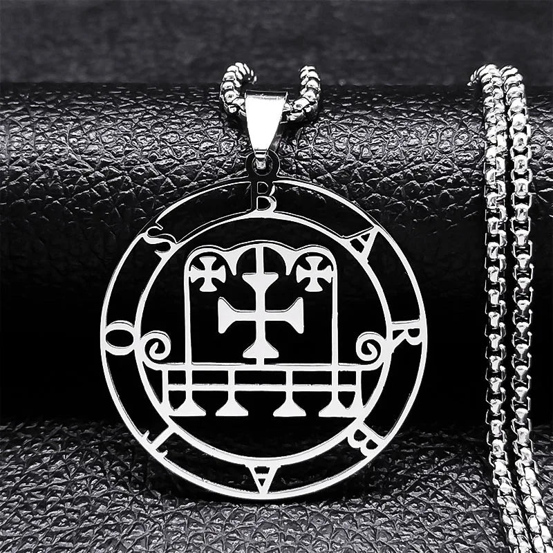 Sigeal Sigil De Lucifer Stainless Steel Satan Necklace | Asmoday Key Baphomet Pendant Jewelry
