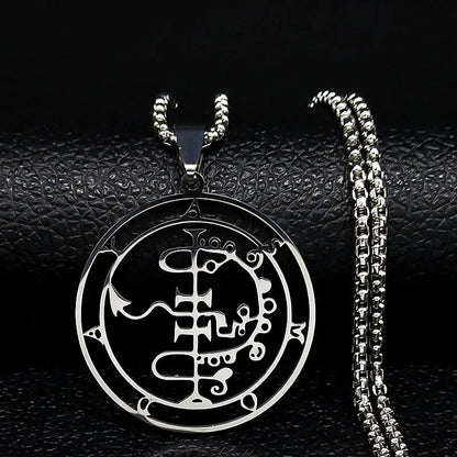 Sigeal Sigil De Lucifer Stainless Steel Satan Necklace | Asmoday Key Baphomet Pendant Jewelry