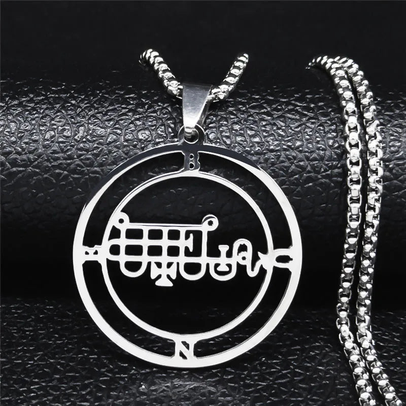 Sigeal Sigil De Lucifer Stainless Steel Satan Necklace | Asmoday Key Baphomet Pendant Jewelry
