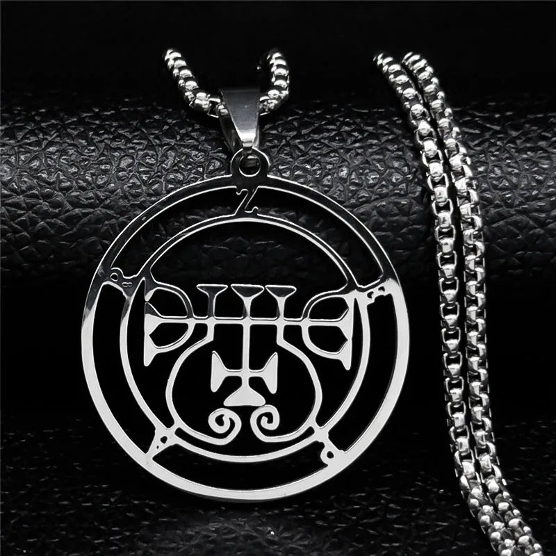 Sigeal Sigil De Lucifer Stainless Steel Satan Necklace | Asmoday Key Baphomet Pendant Jewelry