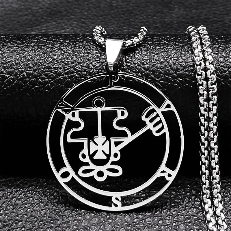 Sigeal Sigil De Lucifer Stainless Steel Satan Necklace | Asmoday Key Baphomet Pendant Jewelry