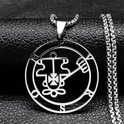 Sigeal Sigil De Lucifer Stainless Steel Satan Necklace | Asmoday Key Baphomet Pendant Jewelry