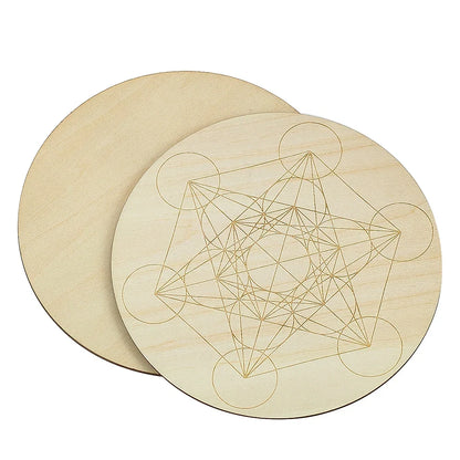 15cm Crystal Lattice Ouija Board | Laser Engraved Metatron Sacred Geometric Wooden Plate for Wiccan Altar Rituals