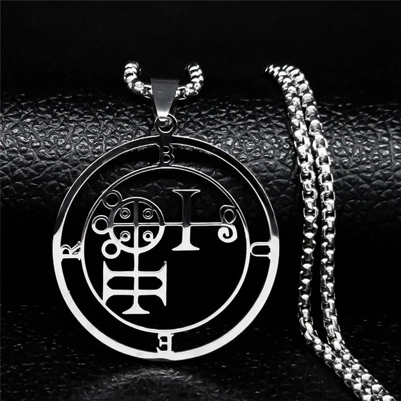 Sigeal Sigil De Lucifer Stainless Steel Satan Necklace | Asmoday Key Baphomet Pendant Jewelry