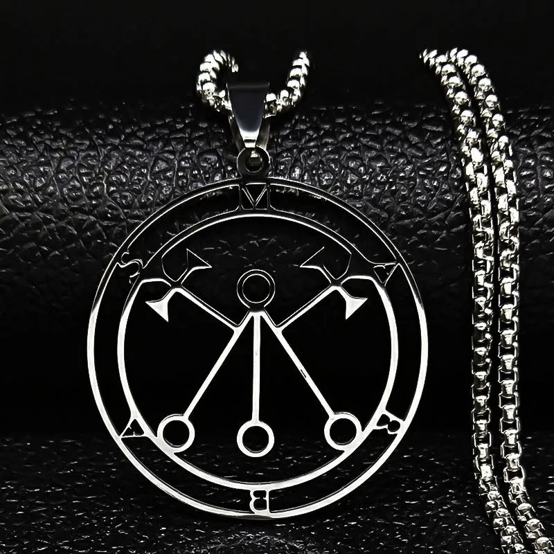 Sigeal Sigil De Lucifer Stainless Steel Satan Necklace | Asmoday Key Baphomet Pendant Jewelry