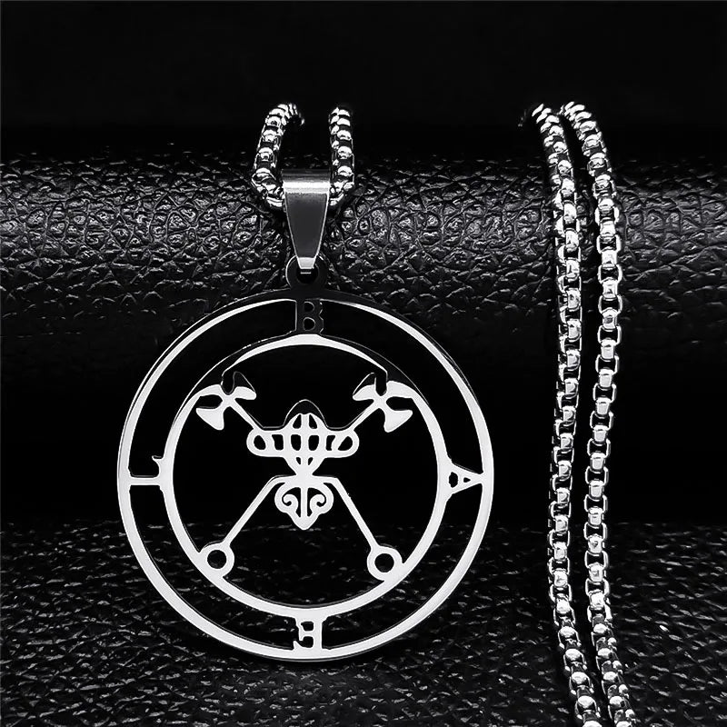 Sigeal Sigil De Lucifer Stainless Steel Satan Necklace | Asmoday Key Baphomet Pendant Jewelry