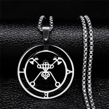 Sigeal Sigil De Lucifer Stainless Steel Satan Necklace | Asmoday Key Baphomet Pendant Jewelry