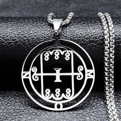 Sigeal Sigil De Lucifer Stainless Steel Satan Necklace | Asmoday Key Baphomet Pendant Jewelry