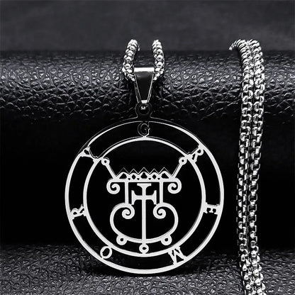 Sigeal Sigil De Lucifer Stainless Steel Satan Necklace | Asmoday Key Baphomet Pendant Jewelry