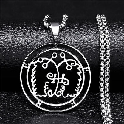 Sigeal Sigil De Lucifer Stainless Steel Satan Necklace | Asmoday Key Baphomet Pendant Jewelry