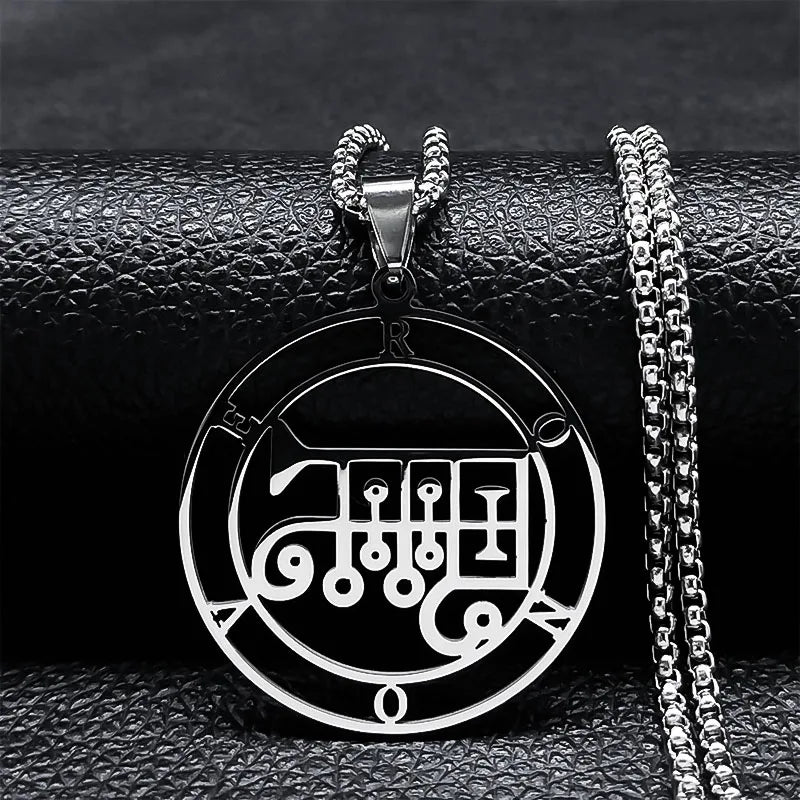 Sigeal Sigil De Lucifer Stainless Steel Satan Necklace | Asmoday Key Baphomet Pendant Jewelry