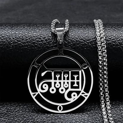 Sigeal Sigil De Lucifer Stainless Steel Satan Necklace | Asmoday Key Baphomet Pendant Jewelry