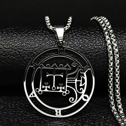 Sigeal Sigil De Lucifer Stainless Steel Satan Necklace | Asmoday Key Baphomet Pendant Jewelry