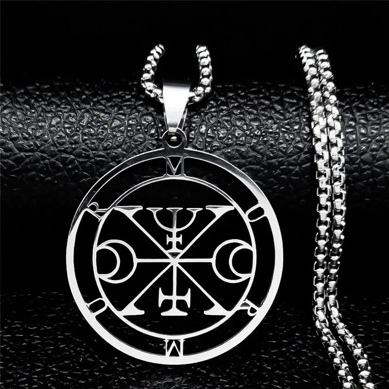 Sigeal Sigil De Lucifer Stainless Steel Satan Necklace | Asmoday Key Baphomet Pendant Jewelry