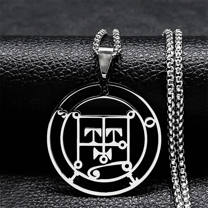 Sigeal Sigil De Lucifer Stainless Steel Satan Necklace | Asmoday Key Baphomet Pendant Jewelry