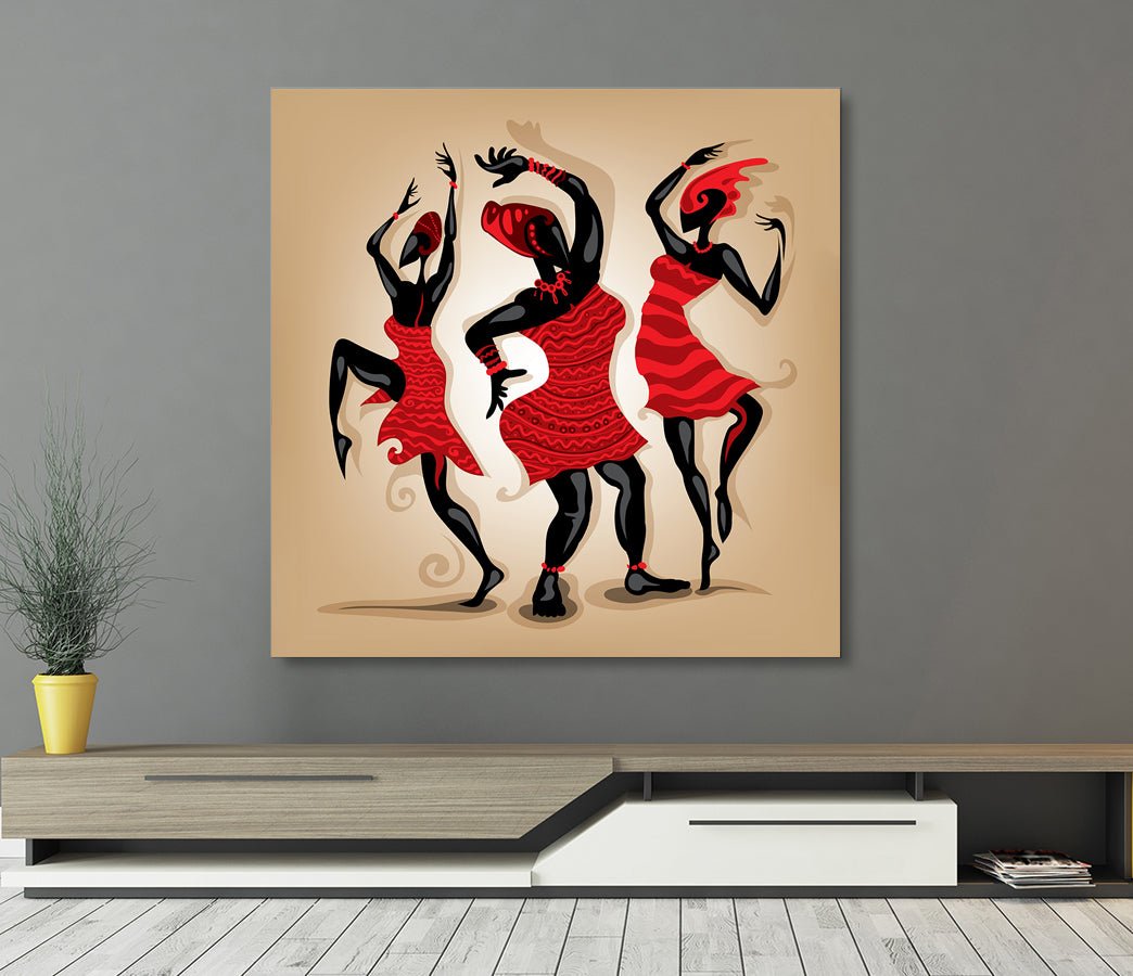 African Dancing Woman Art Framed Canvas Wall Art African Tribal Art African Decor