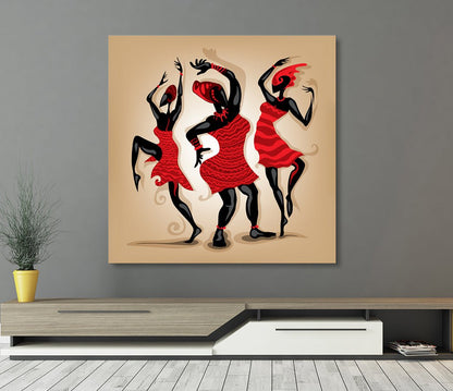 African Dancing Woman Art Framed Canvas Wall Art African Tribal Art African Decor