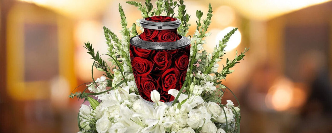 Crimson Rose Extra Large Urn or Companion Urn – Extra Large Urns for Human Ashes | XL Urn &amp; XXL Urn