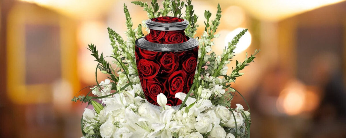 Crimson Rose Extra Large Urn or Companion Urn – Extra Large Urns for Human Ashes | XL Urn &amp; XXL Urn