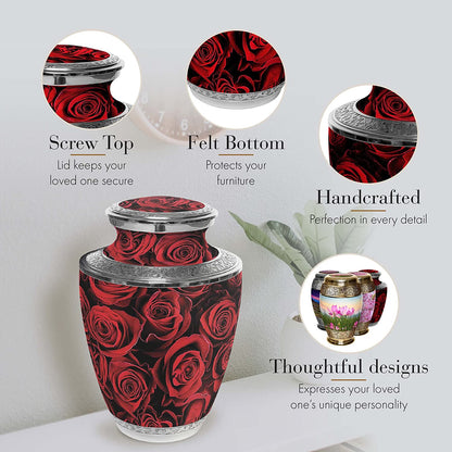 Crimson Rose Extra Large Urn or Companion Urn – Extra Large Urns for Human Ashes | XL Urn &amp; XXL Urn