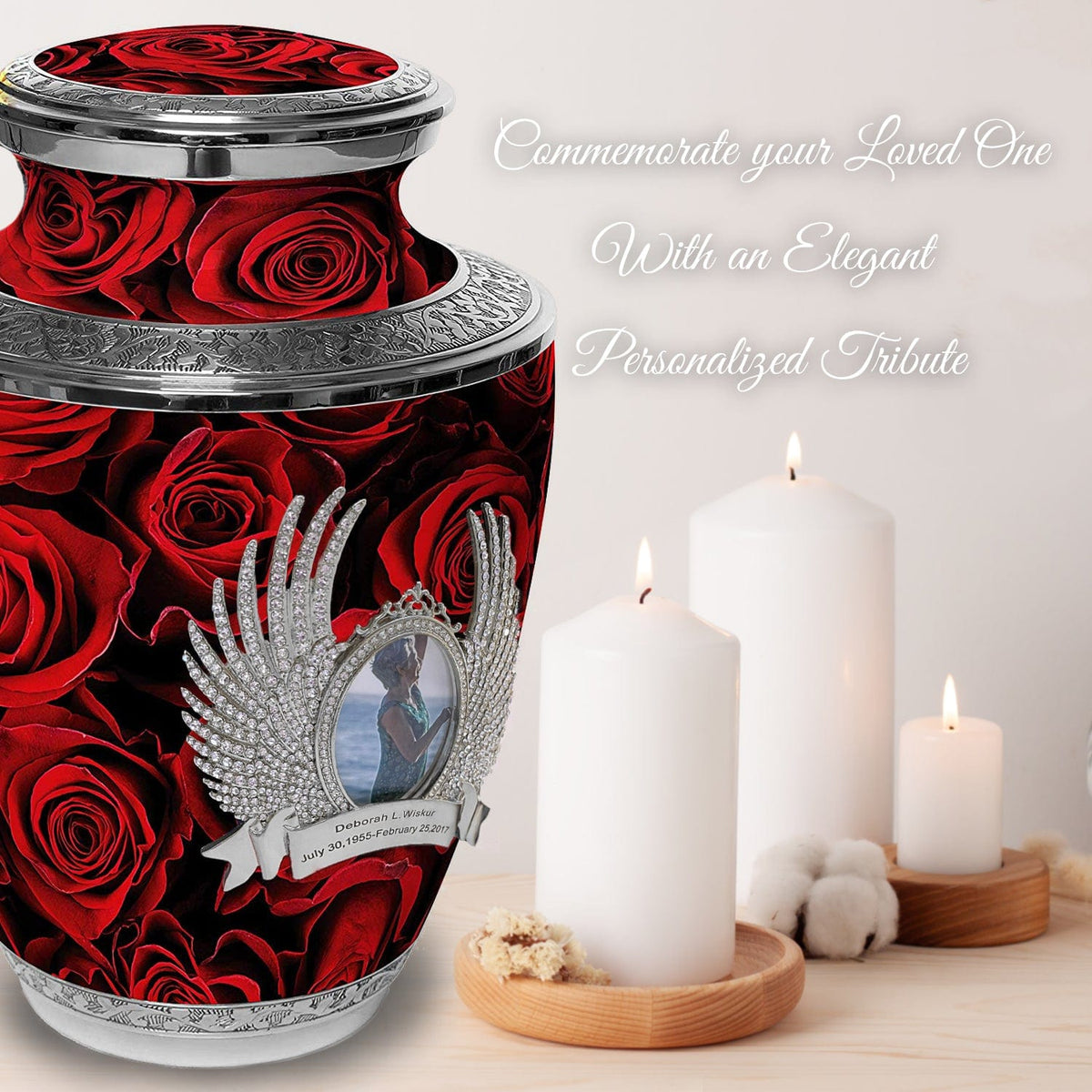 Crimson Rose Extra Large Urn or Companion Urn – Extra Large Urns for Human Ashes | XL Urn &amp; XXL Urn