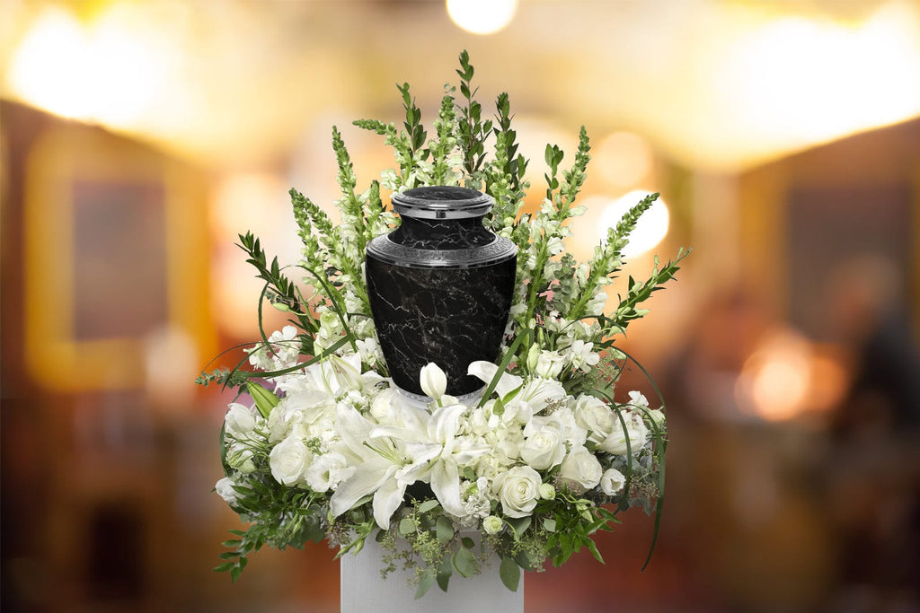 Marble Elegance Black Extra Large Urn or Companion Urn – Extra Large Urns for Human Ashes | XL Urn & XXL Urn