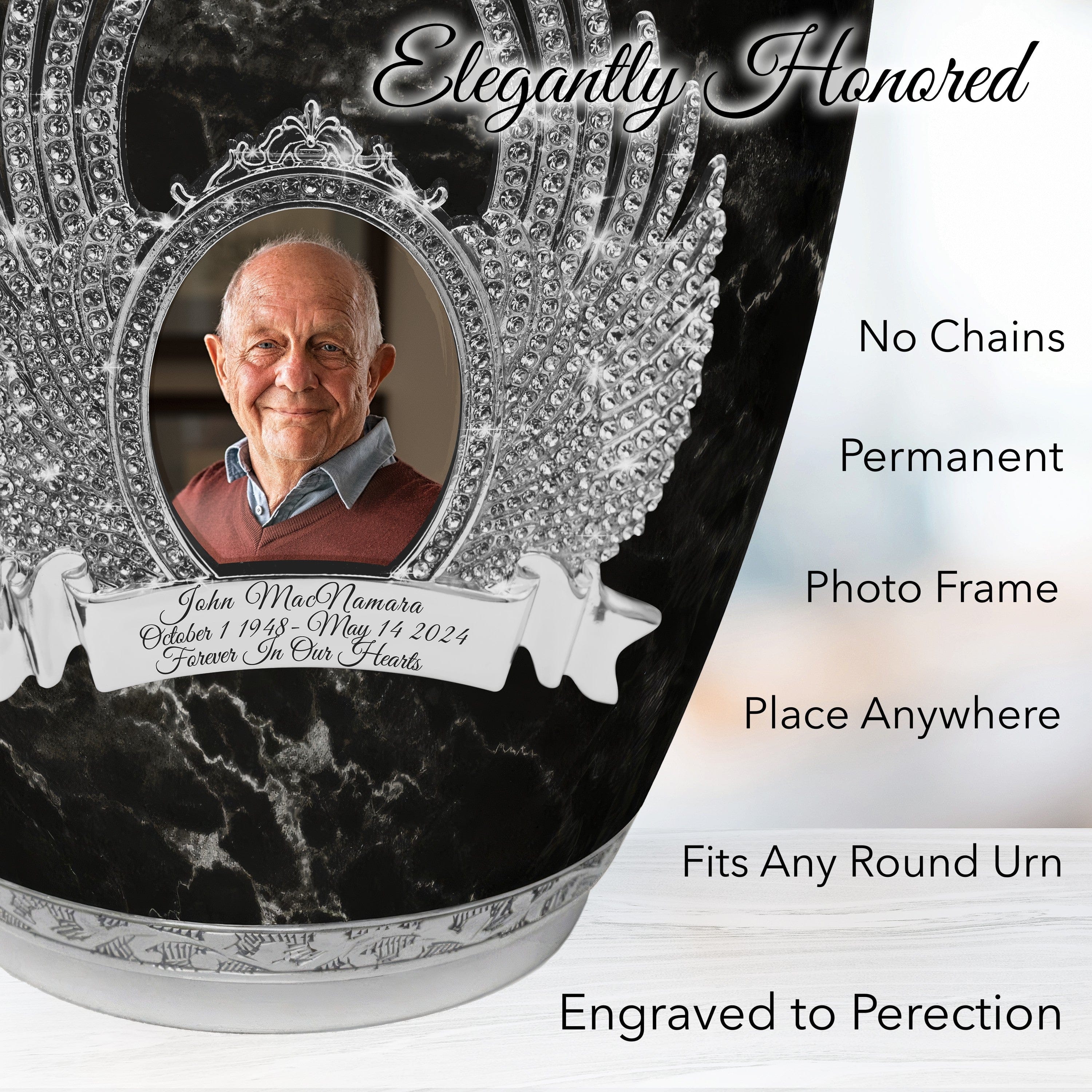 Marble Elegance Black Extra Large Urn or Companion Urn – Extra Large Urns for Human Ashes | XL Urn & XXL Urn