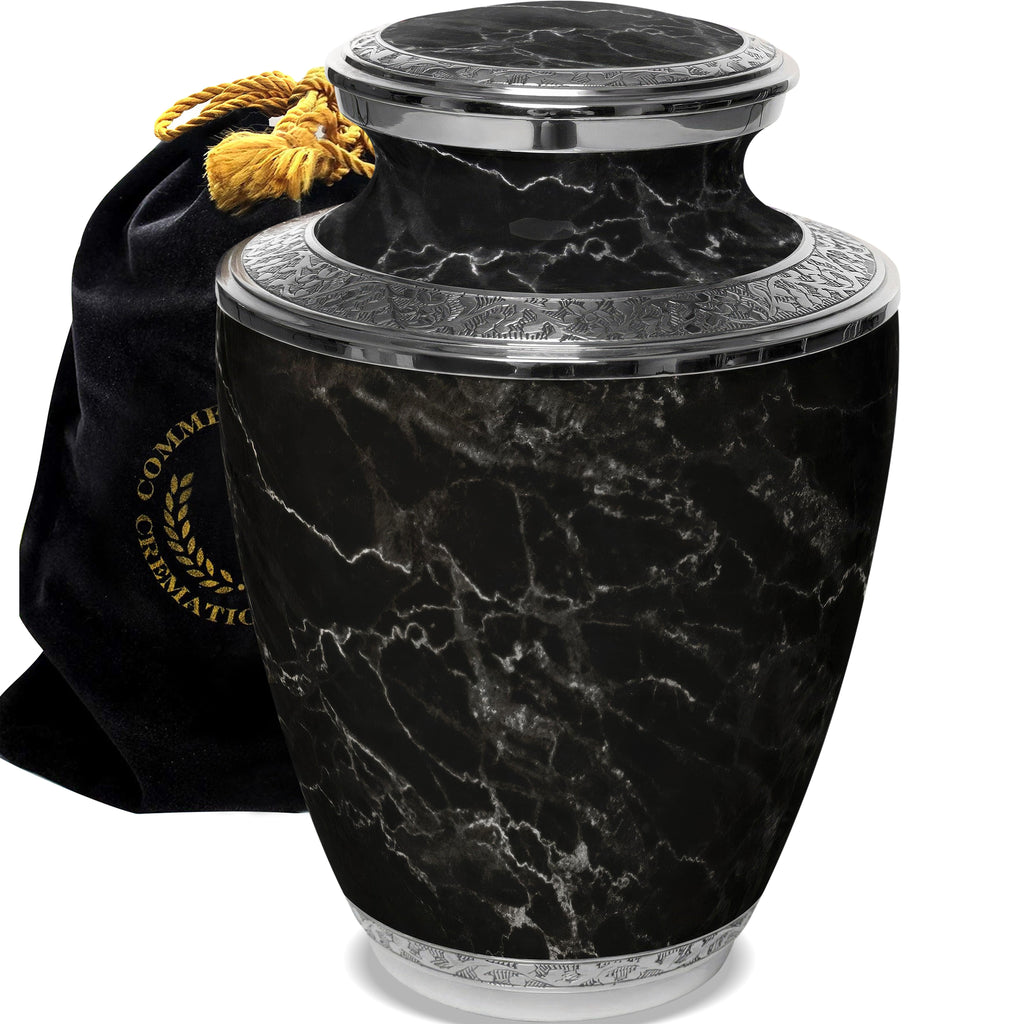 Marble Elegance Black Extra Large Urn or Companion Urn – Extra Large Urns for Human Ashes | XL Urn & XXL Urn