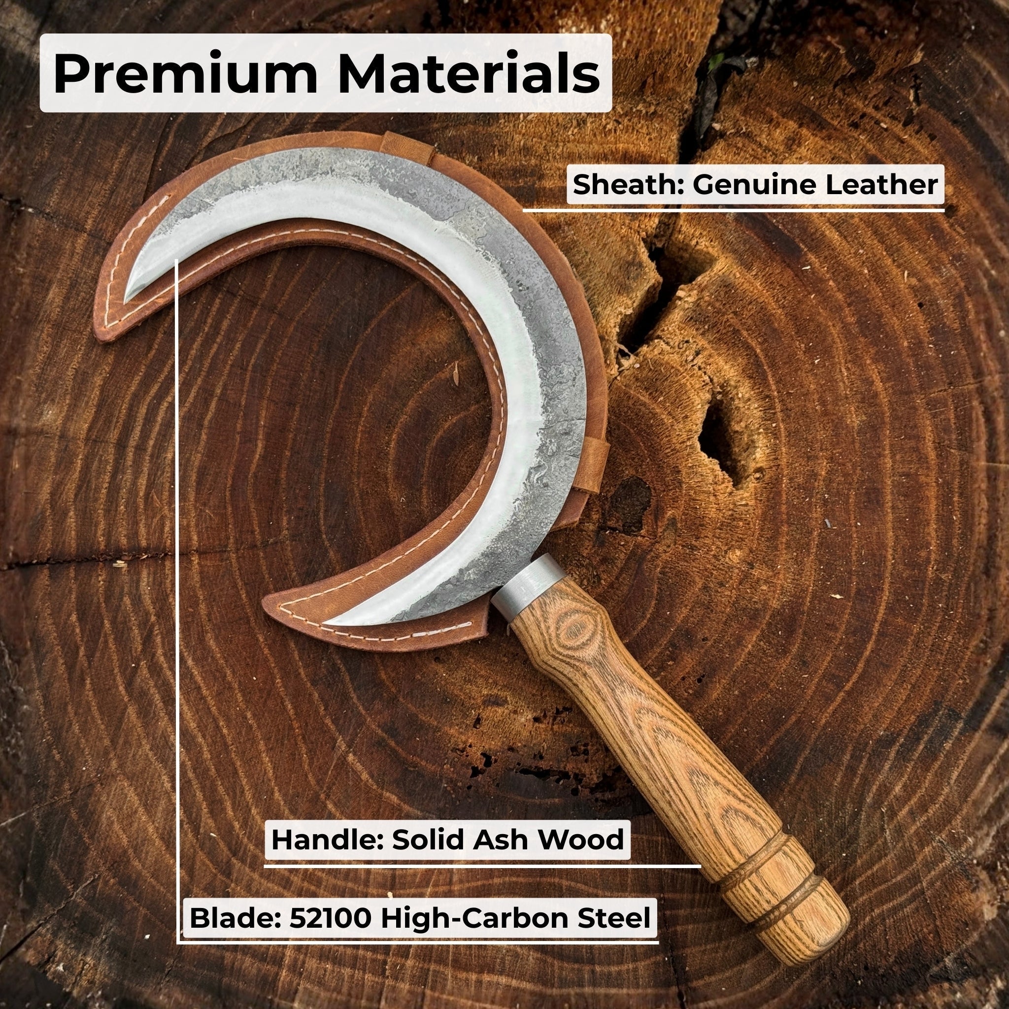 Hand-Forged Athame Ritual Witch Sickle, ⌀16.5 cm (6.5 inches)