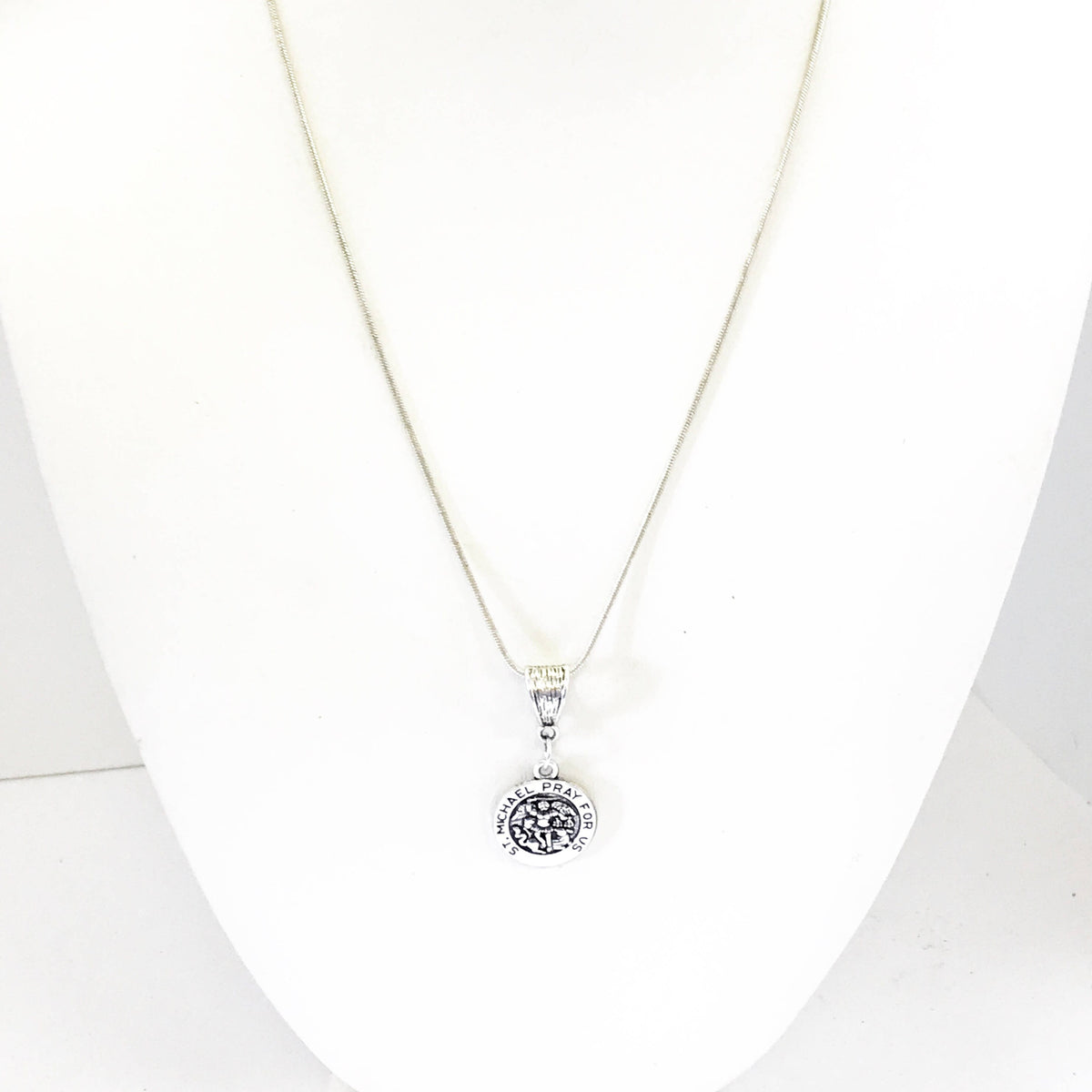 St. Michael Silver Necklace, St Michael Pendant, Patron Saint Jewelry, Catholic Jewelry, Saint Michael the Archangel, Enemy of Satan