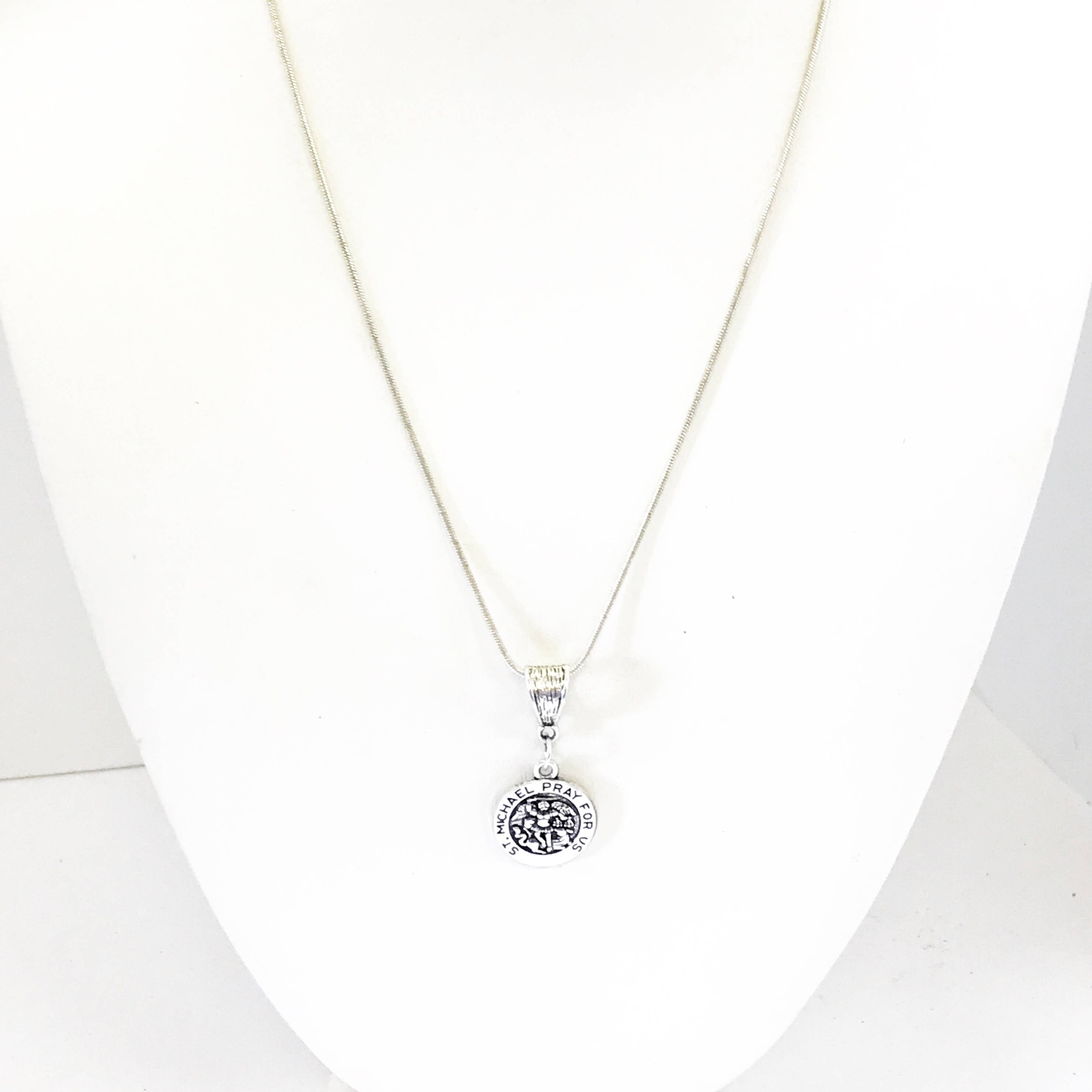St. Michael Silver Necklace, St Michael Pendant, Patron Saint Jewelry, Catholic Jewelry, Saint Michael the Archangel, Enemy of Satan