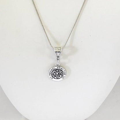 St. Michael Silver Necklace, St Michael Pendant, Patron Saint Jewelry, Catholic Jewelry, Saint Michael the Archangel, Enemy of Satan