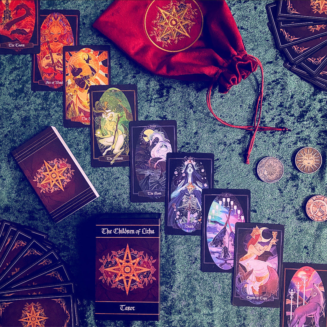 Children of Litha tarot card deck &amp; book set- BLACK EDITION