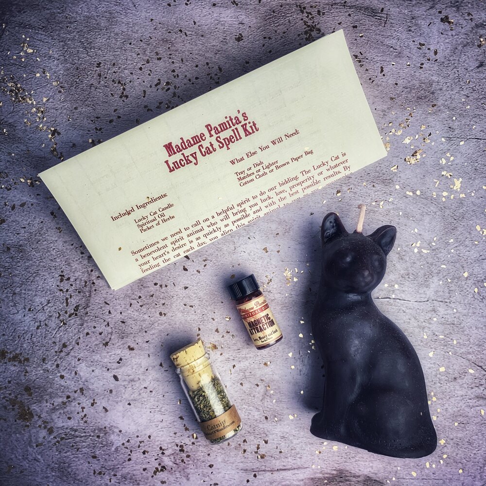 Lucky Cat Candle Spell Kit - Fast Action &amp; Manifestation Magic