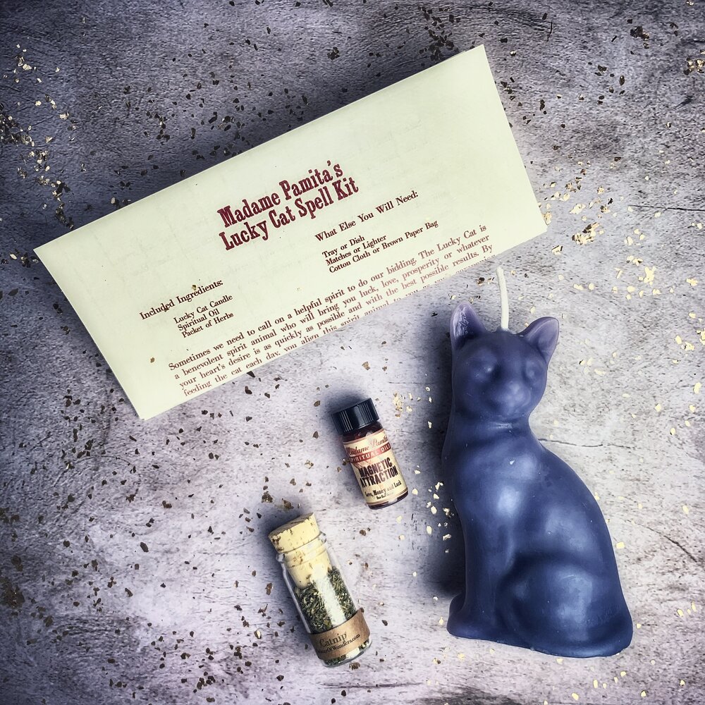 Lucky Cat Candle Spell Kit - Fast Action &amp; Manifestation Magic