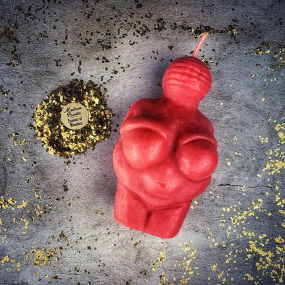 Beeswax Goddess of Willendorf Spell Candle - Feminine Power &amp; Fertility Magic