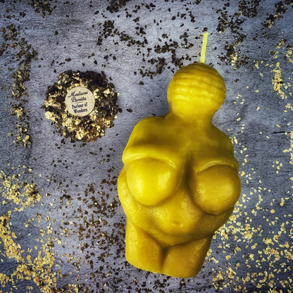 Beeswax Goddess of Willendorf Spell Candle - Feminine Power &amp; Fertility Magic